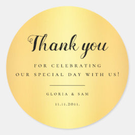 Adesivo Elegante Simples Dourado Obrigado Casamento