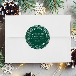 Adesivo Elegante Snowflake Wreath Green Address