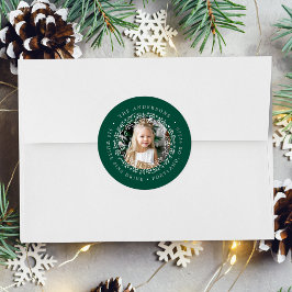 Adesivo Elegante Snowflake Wreath Green Address
