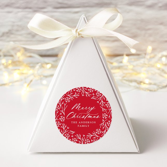 Adesivo Elegante Snowflake Wreath Red Feliz Natal (Criador carregado)