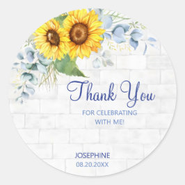 Adesivo Elegante Sunflower Wall Brick Floral Birday