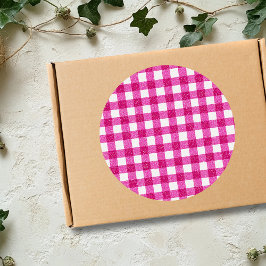 Adesivo Elegante Tartan de Brilho Rosa no Branco no Dia do
