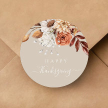 Elegante Taupe Floral de Outono Feliz Ação de Graç