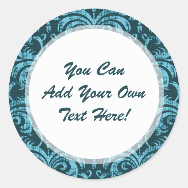 Adesivo Elegante Teal Green Gótica Grunge Damask (Frente)