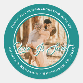 Adesivo Elegante Teal Love É Foto De Casamento Doce