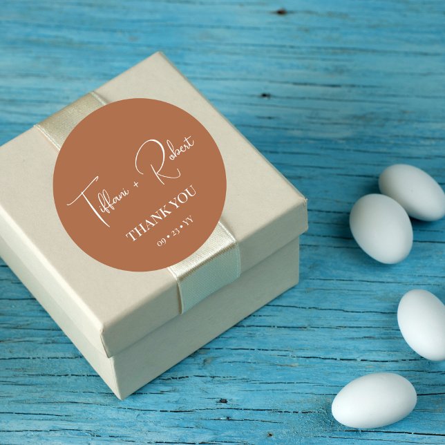 Adesivo Elegante Terracotta Wedding Obrigado (Criador carregado)