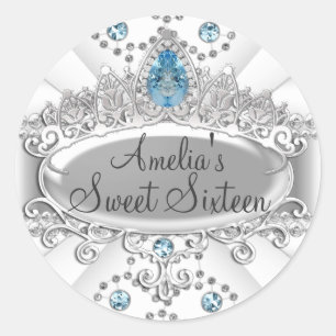 Adesivo Elegante Tiara de Joia Azul Sweet Sixteen