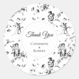 Adesivo Elegante Toile Vintage Cupido Anjos Obrigado