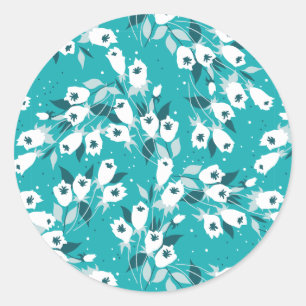 Adesivo Elegante Tulip Flower Pattern Botanical Art Design