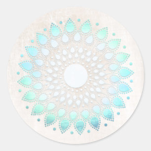 Adesivo Elegante Turquesa Floral Lotus White Marble