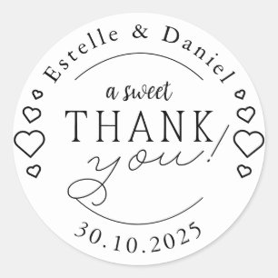 Adesivo Elegante Um Doce Obrigado Favor de Casamento Cláss