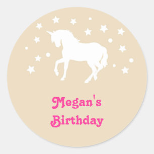 Adesivo Elegante Unicorn Birthday Favor Sticker