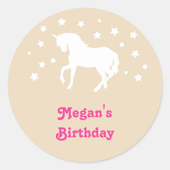 Adesivo Elegante Unicorn Birthday Favor Sticker (Frente)