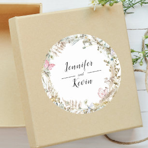 Adesivo Elegante Vegetação Botânica Aquarela de Casamento