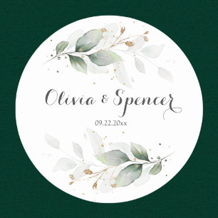 Adesivo Elegante Verde Botânico Dourado Obrigado Sticker