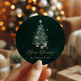 Adesivo Elegante Verde Dourado Feliz Natal
