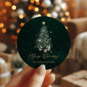 Adesivo Elegante Verde Dourado Feliz Natal 