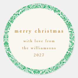Adesivo Elegante Verde Floral Feliz Natal Personalizado