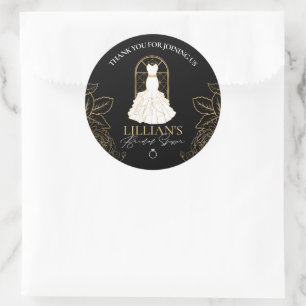 Adesivo Elegante Vestido de Noiva Preto e Dourado Chuveiro