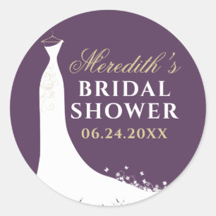 Adesivo Elegante Vestido Dourado Ameixa Bridal Shower