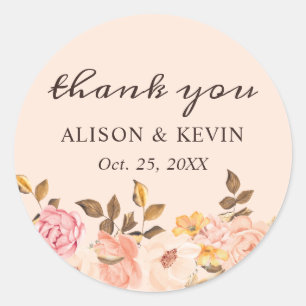 Adesivo Elegante Victoria Blush Gold Floral Obrigado