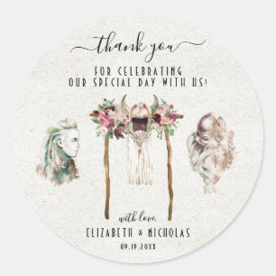 Adesivo Elegante Viking em Aquarela Favor de Casamento
