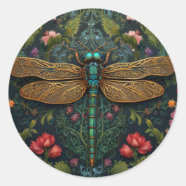 Adesivo Elegante Vintage dragonfly boho botânico