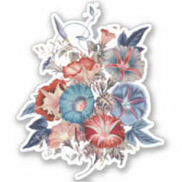 Adesivo Elegante Vintage - Flores de Glória da Manhã Japon