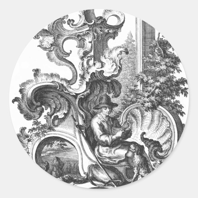 Adesivo Elegante Vintage, francês, preto e branco (Frente)