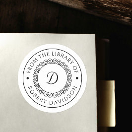 Adesivo Elegante Vintage Inicial Biblioteca Redonda