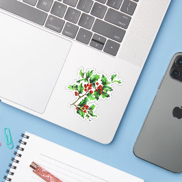Adesivo Elegante Vintage Winter Christmas Holly Berries
