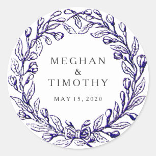 Adesivo Elegante Vintage Wreath Wedding Envelope Seal