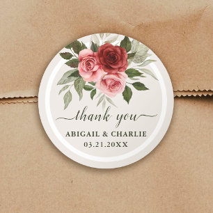 Adesivo Elegante Watercolor Rosa Casamento Natural Obrigad