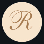 Adesivo Elegante Wedding Monogrammed<br><div class="desc">Este creme e adesivo de bronze vai com os itens do Casamento Elegante sob Temas do Casamento em Ladiebug.</div>