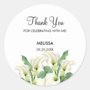 Adesivo Elegante White Calla Lily Floral Birthday