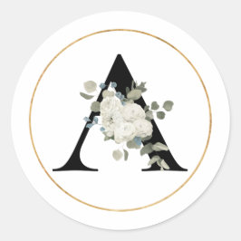 Adesivo Elegante White Floral Monograma - Letra A em Branc