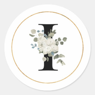 Adesivo Elegante White Floral Monograma - Letra I em Branc