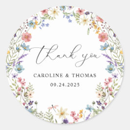 Adesivo Elegante Wildflower Bloom Obrigado Escrever Casame