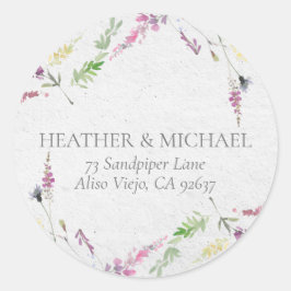 Adesivo Elegante Wildflower Watercolor Endereço de Devoluç
