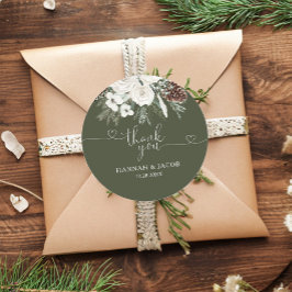 Adesivo Elegante Winter Evergreen Wedding Favor
