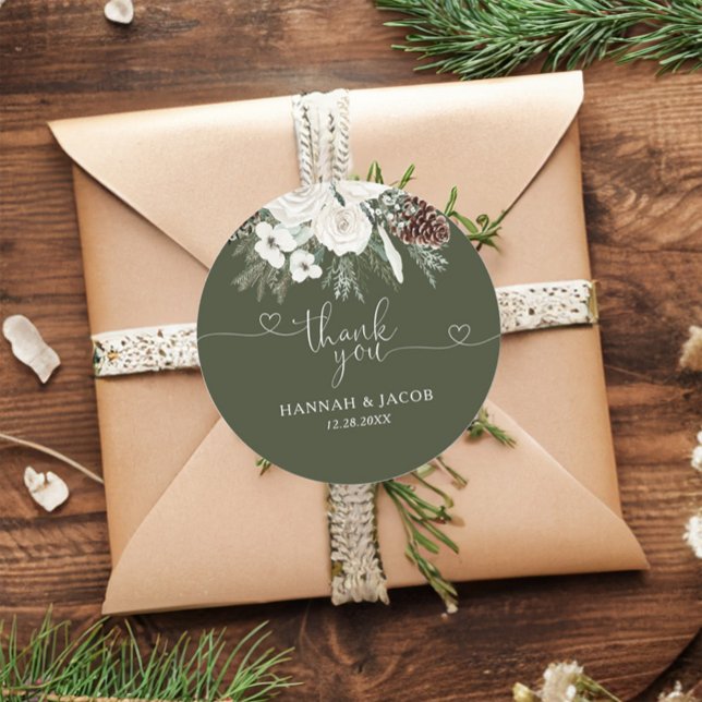Adesivo Elegante Winter Evergreen Wedding Favor (Criador carregado)