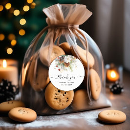 Adesivo Elegante Winter Evergreen Wedding Obrigado