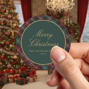 Adesivo Elegante Xadrez de Natal Clássico