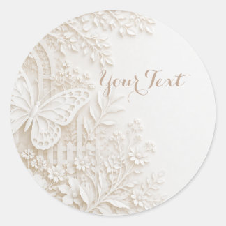 Adesivo Eleganter Papercut Schmetterling mit Blumenrahmen