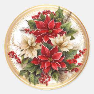 Adesivo Elegantes Botânicos de Natal Vermelhos e Verdes