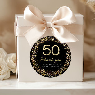 Adesivo Elegantes Diamantes Dourados 50º Aniversário Obrig