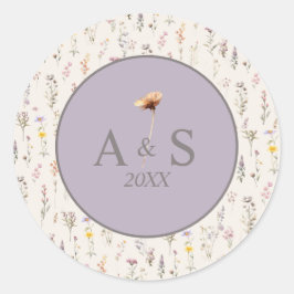 Adesivo Elegantes Flores Silvestres Lilás, Bege e Creme