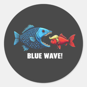 Adesivo Eleição de Peixe Blue Wave Kamala Harris Walz