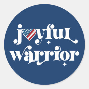 Adesivo Eleição Joyful Warrior White Type EUA Flag Heart