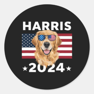 Adesivo Eleição Kamala Harris 2024 Ouro Retriever Dog U